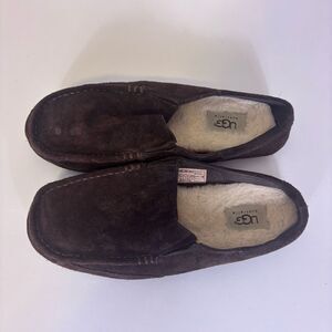 UGG Brown Suede Fur Lined Slide Slipper Shoes Men's 9